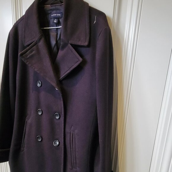 Lands End Wool Blend Peacoat - Picture 3 of 16